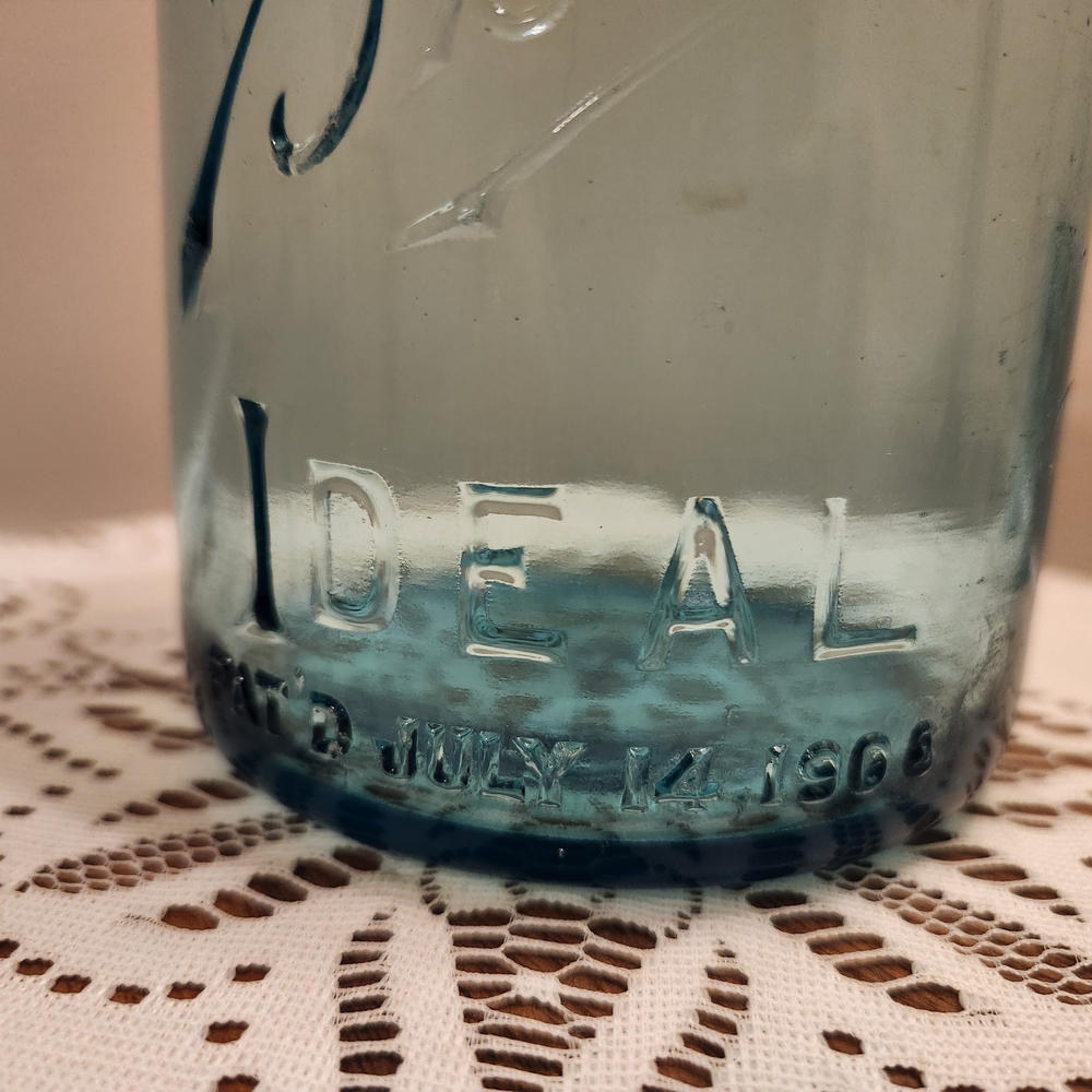 Vintage Ball Ideal Aqua Blue Glass Mason Jar Mold #4 With Lid And Bail - Picture 3 of 10